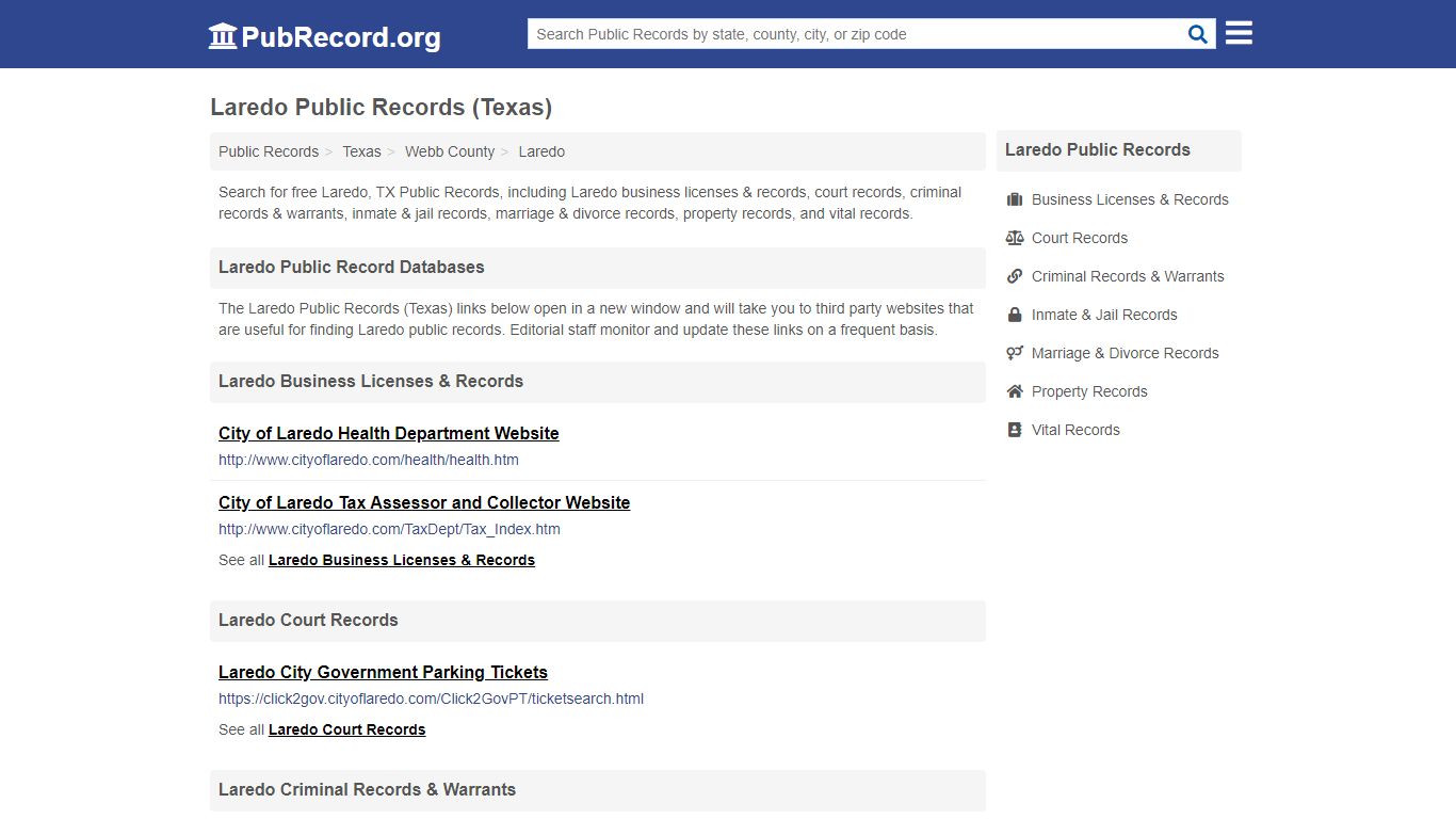 Free Laredo Public Records (Texas Public Records) - pubrecord.org